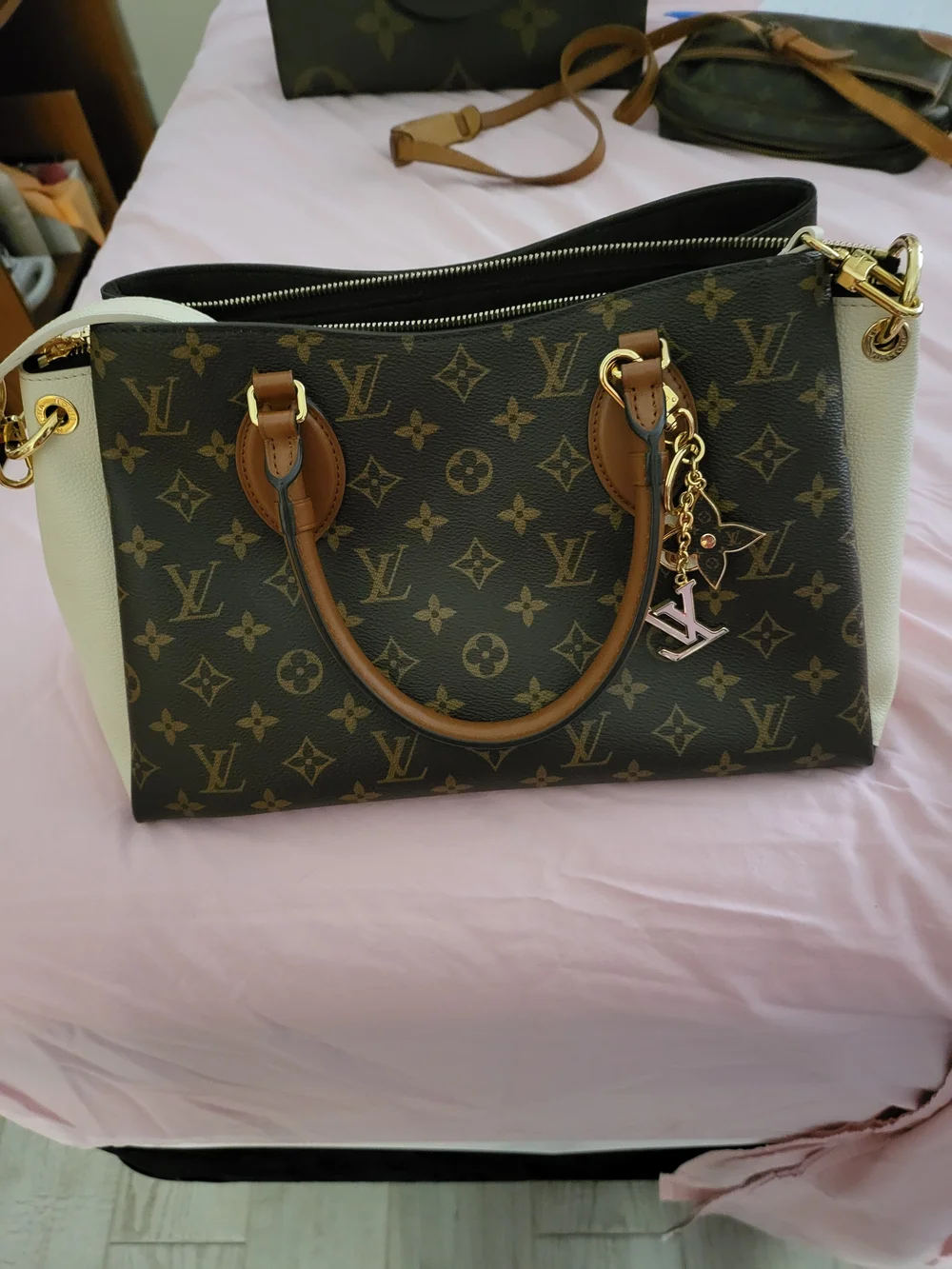 Louis Vuitton Monogram Two-Tone Tote Bag in Brown and Cream